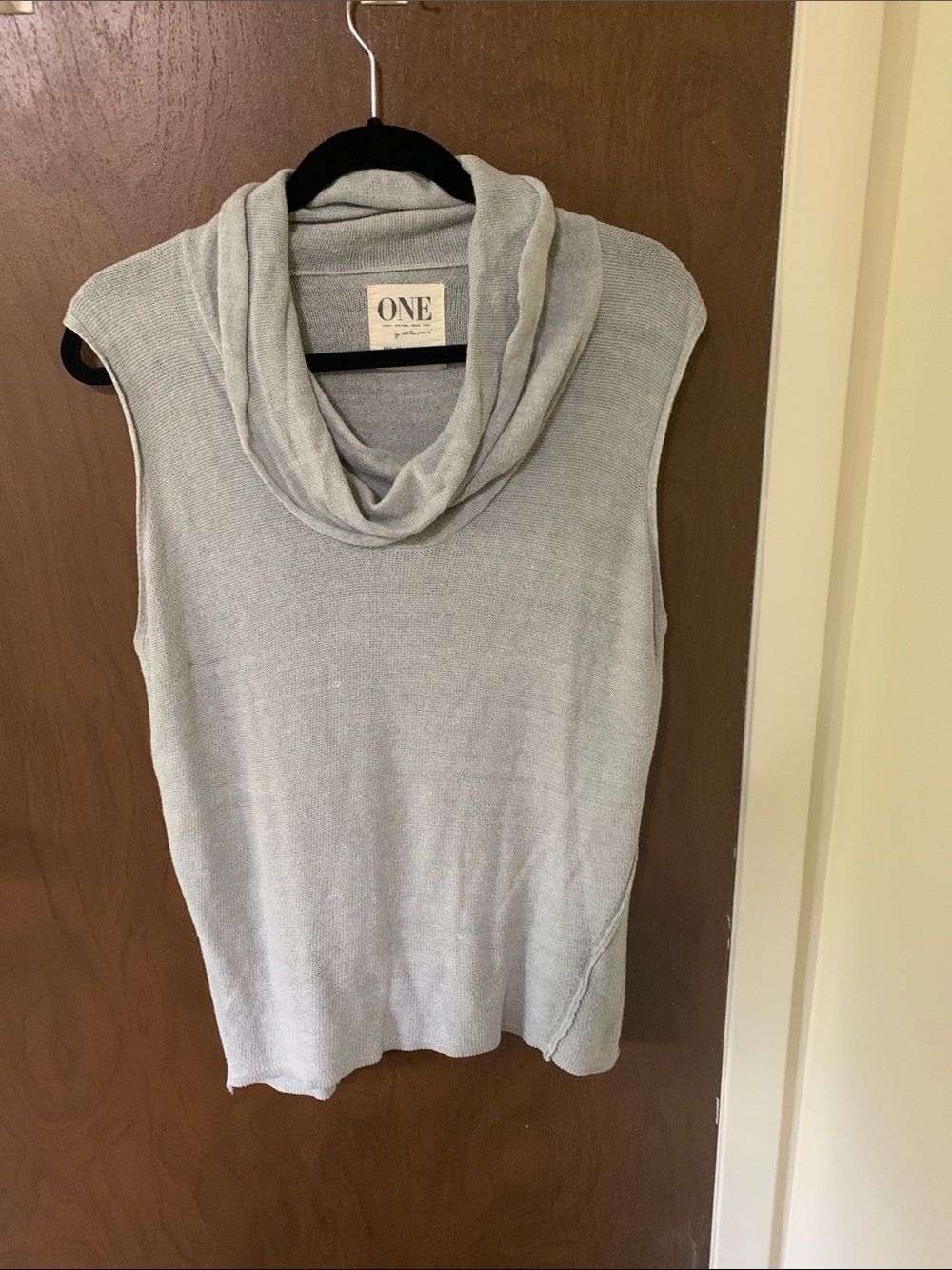 One Teaspoon Light Gray Sleeveless Cowl Neck Tank